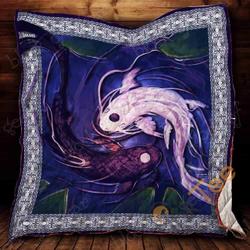 Yin-Yang Koi Fish Blanket KC1807 Quilt and Home Decor