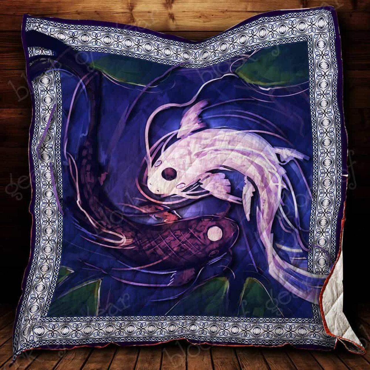 Yin-Yang Koi Fish Cl2100627Mdq Quilt Blanket and Home Decor
