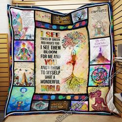 Yoga - And I Think To Myself What A Wonderful World Quilt Blanket and Home Decor