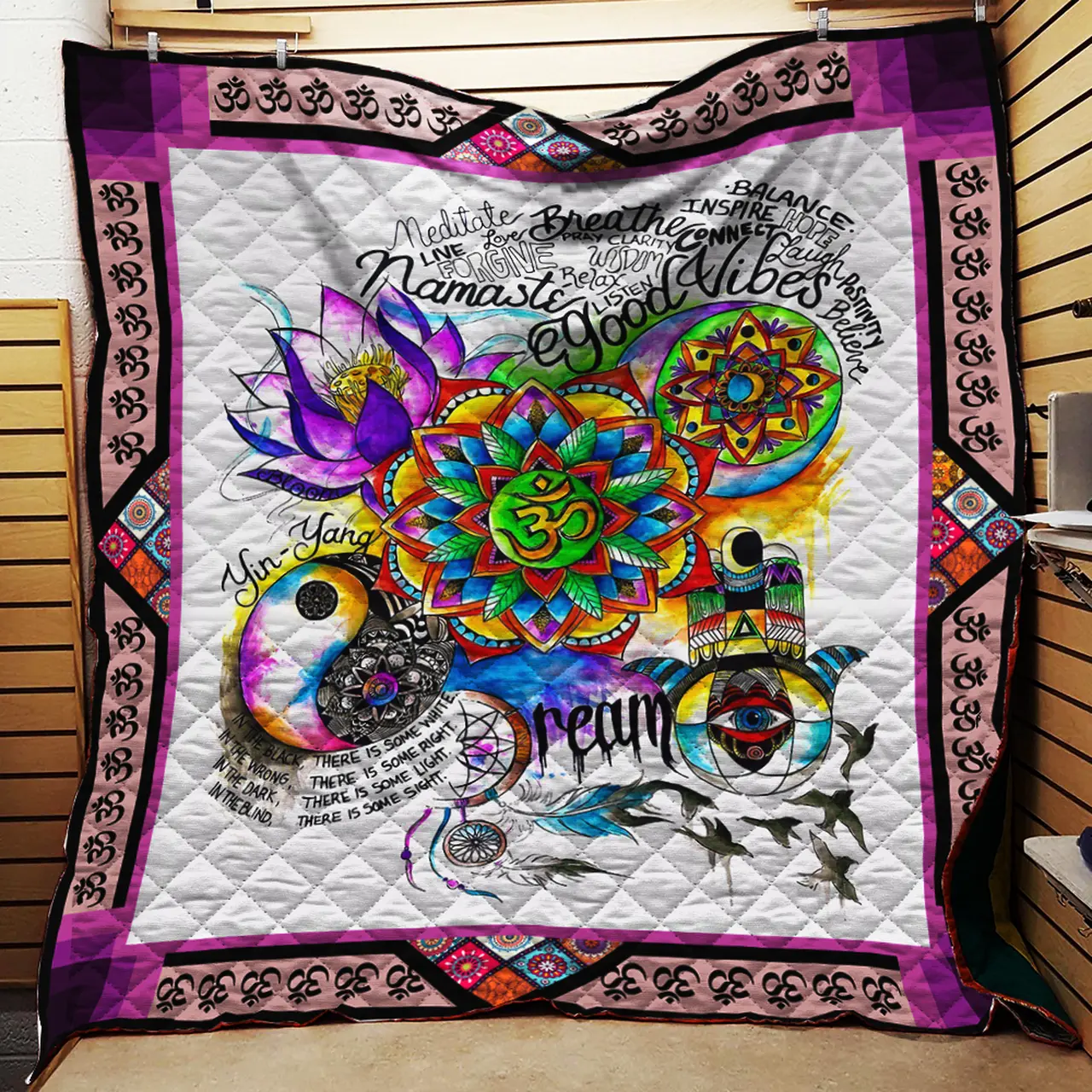 Yoga Art Quilt Blanket Quilt and Home Decor