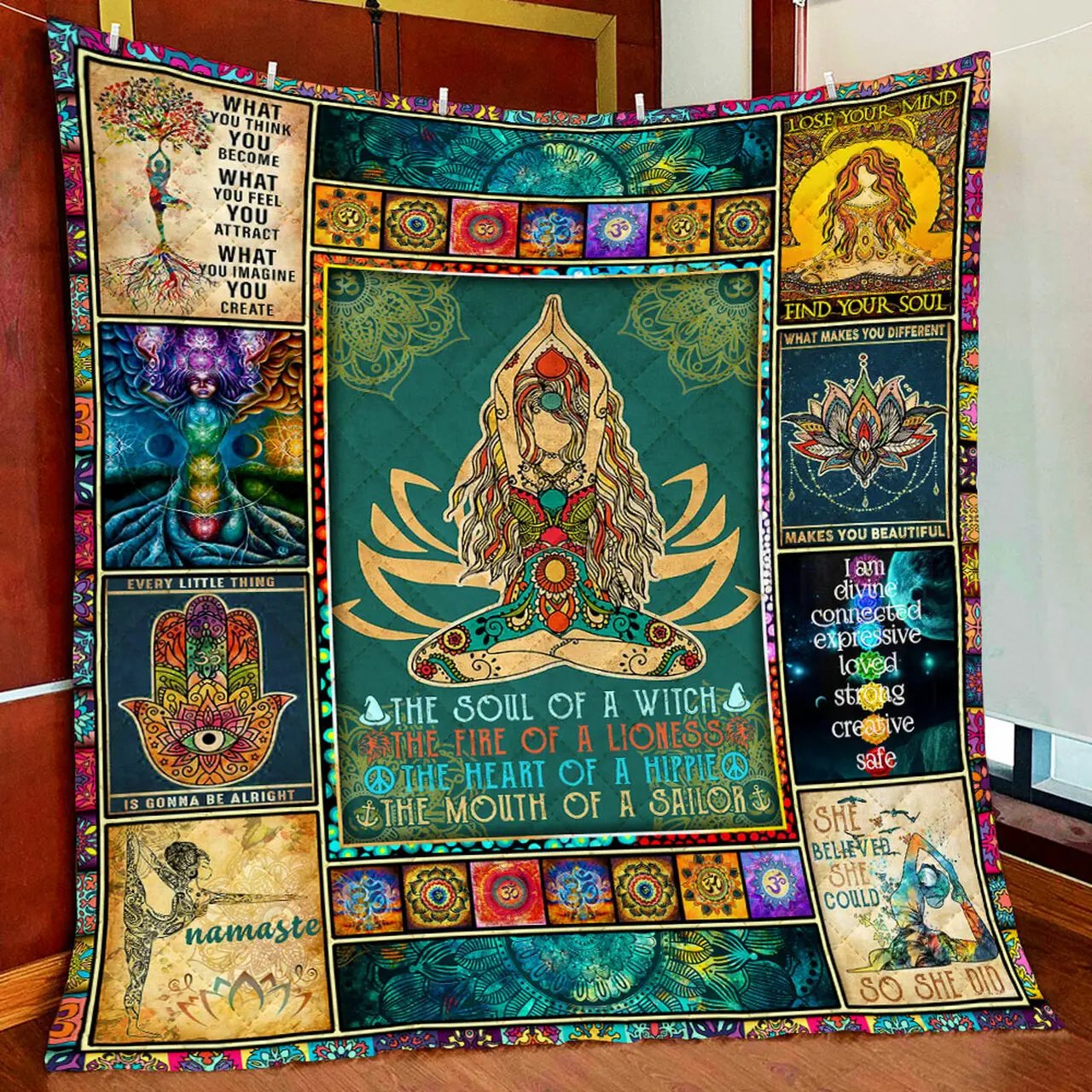 Yoga Namaste Quilt Blanket and Home Decor