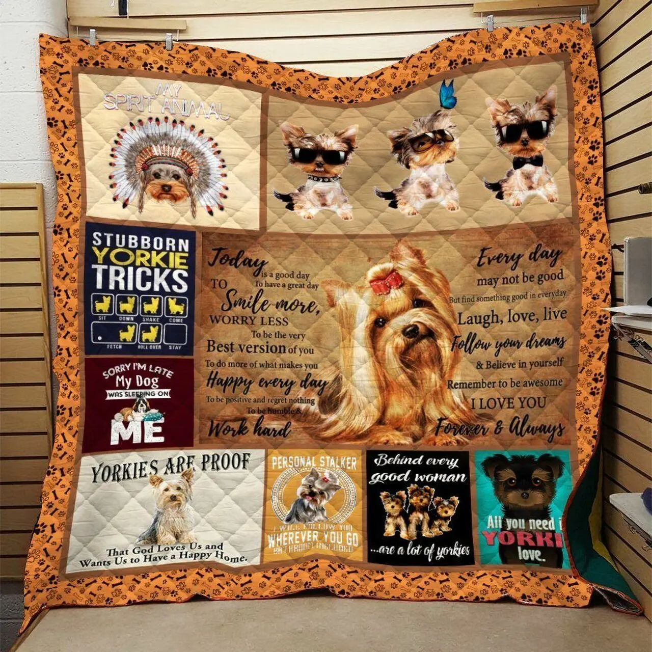 Yorkies Are Proof Quilt Iks and Home Decor
