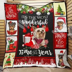 Yorkshire Terrier Christmas Hur Quilt Cysiqs and Home Decor