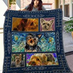 Yorkshire Terrier Drawing Art Quilt Blanket Great Customized Blanket Gifts For Birthday Christmas Thanksgiving and Home Decor