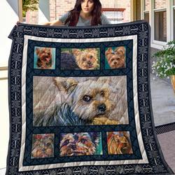 Yorkshire Terrier Painting Quilt Blanket Great Customized Blanket Gifts For Birthday Christmas Thanksgiving and Home Decor