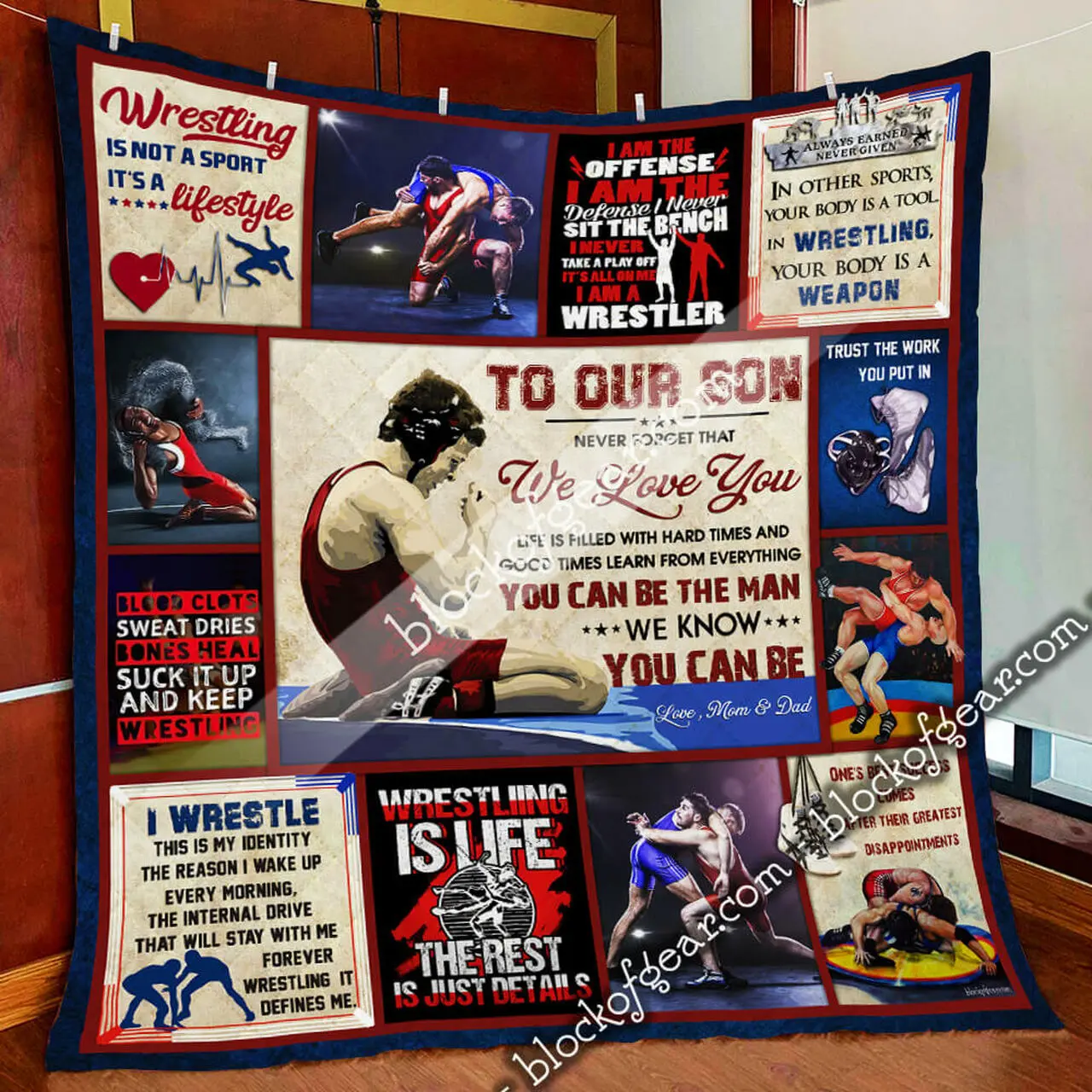 You Can Be The Man, To Our Son, Love Mom And Dad, Wrestling Quilt Blanket and Home Decor
