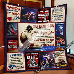 You Can Be The Man, To Our Son, Love Mom And Dad, Wrestling Quilt Blanket and Home Decor