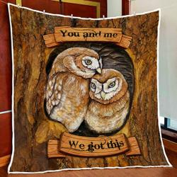 You & Me We Got This Owl Couple Quilt Blanket and Home Decor