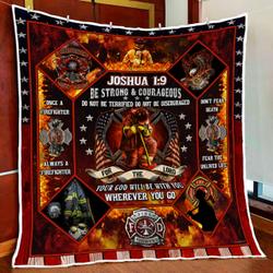 Your God Will Be With You Wherever You Go, Firefighter Quilt Blanket and Home Decor