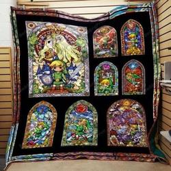 Zelda Stained Glass Quilt Blanket and Home Decor