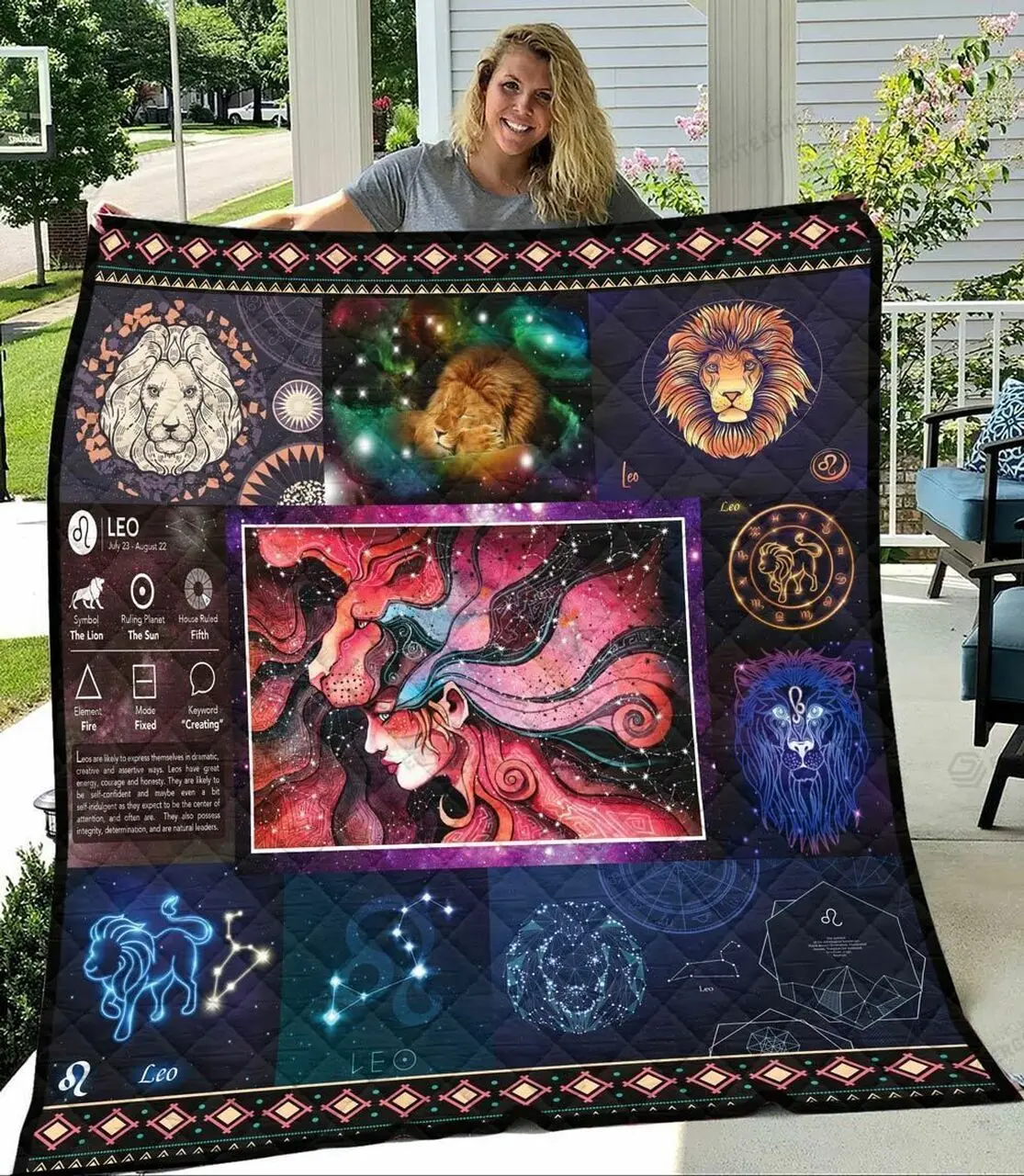 Zodiac Sign Confident And Creative Leo Quilt Blanket Great Customized Blanket Gifts For Birthday Christmas Thanksgiving and Home Decor