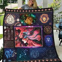 Zodiac Sign Confident And Creative Leo Quilt Blanket Great Customized Blanket Gifts For Birthday Christmas Thanksgiving and Home Decor