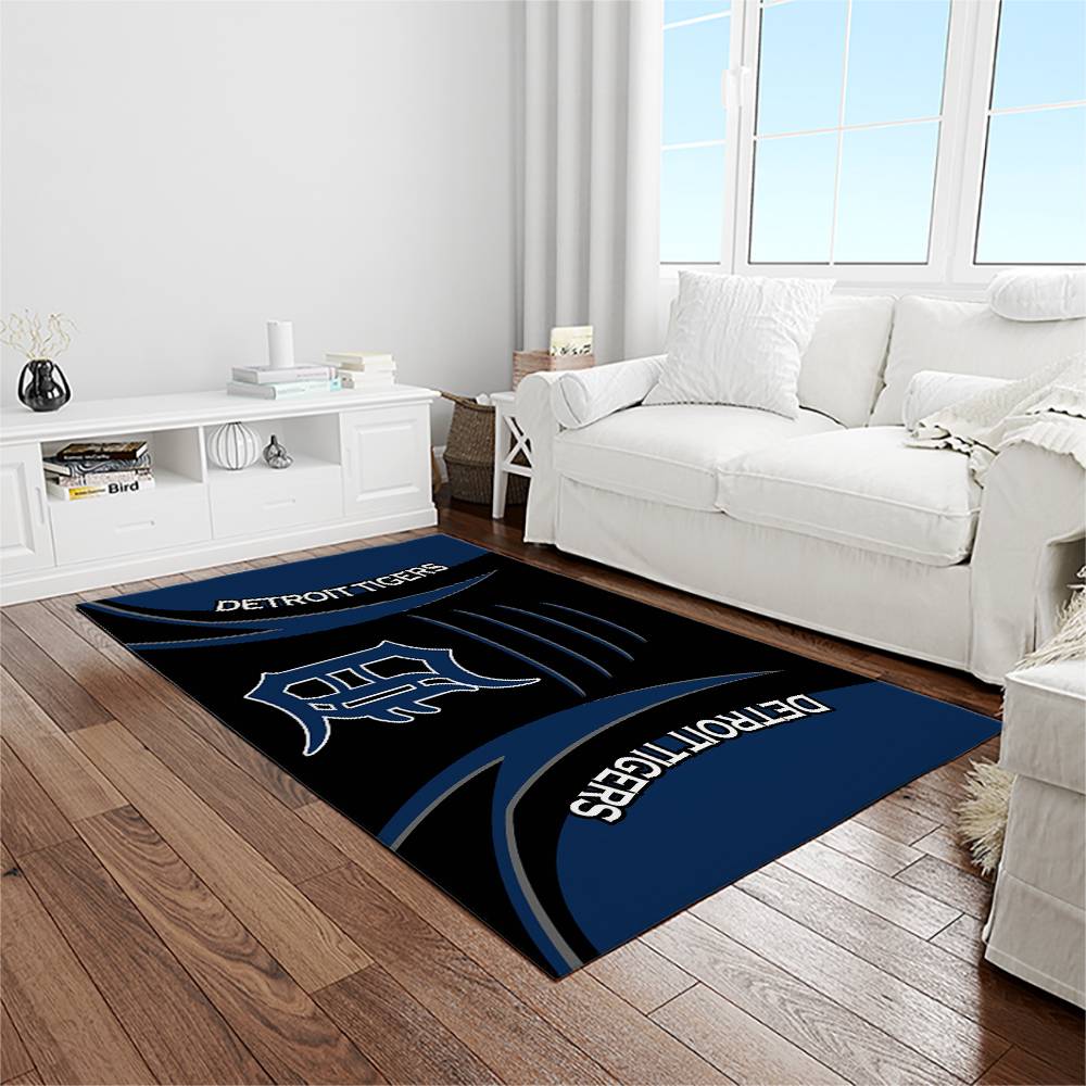 MLB Detroit Tigers Baseball Team Logo Rectangle Area Rug DT01