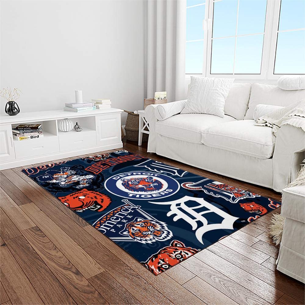 MLB Detroit Tigers Baseball Team Logo Rectangle Area Rug DT16