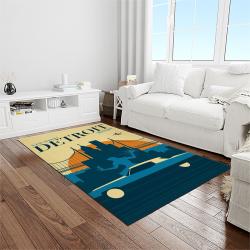 MLB Detroit Tigers Baseball Team Logo Rectangle Area Rug DT46