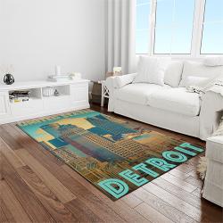 MLB Detroit Tigers Baseball Team Logo Rectangle Area Rug DT48
