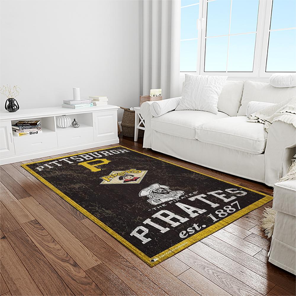 MLB Pittsburgh Pirates Baseball Team Logo Rectangle Area Rug PP43