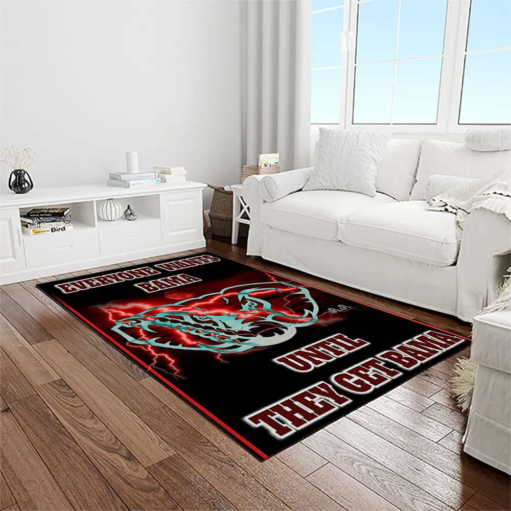 NCAA Alabama Crimson Tide College Sport Basketball And Foolball Team Logo Rectangle Area Rug ACT25