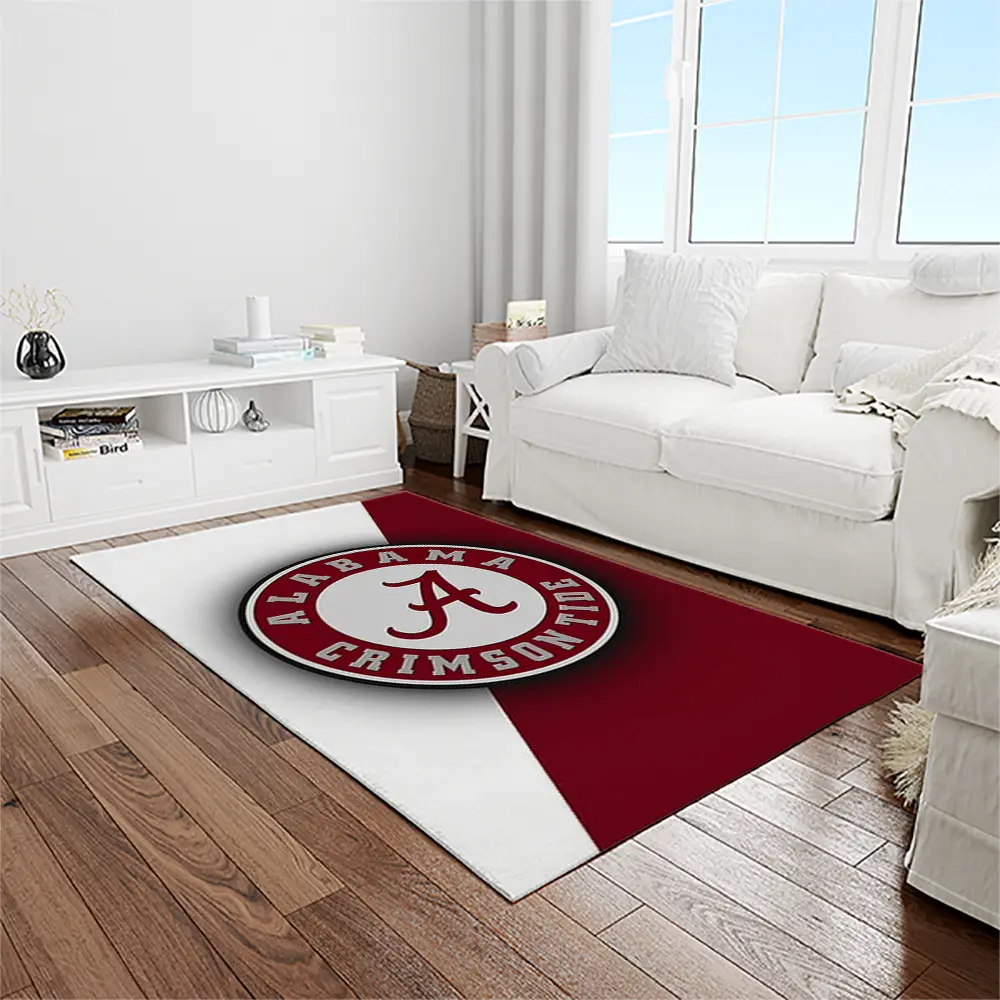 NCAA Alabama Crimson Tide College Sport Basketball And Foolball Team Logo Rectangle Area Rug ACT38