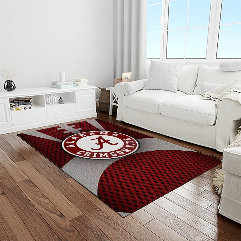 NCAA Alabama Crimson Tide College Sport Basketball And Foolball Team Logo Rectangle Area Rug ACT41