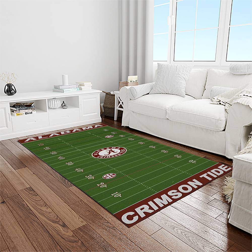 NCAA Alabama Crimson Tide College Sport Basketball And Foolball Team Logo Rectangle Area Rug ACT50