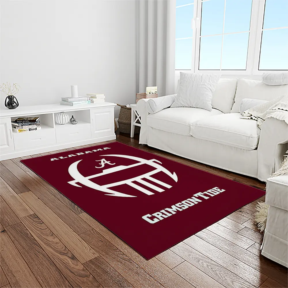 NCAA Alabama Crimson Tide College Sport Basketball And Foolball Team Logo Rectangle Area Rug ACT78