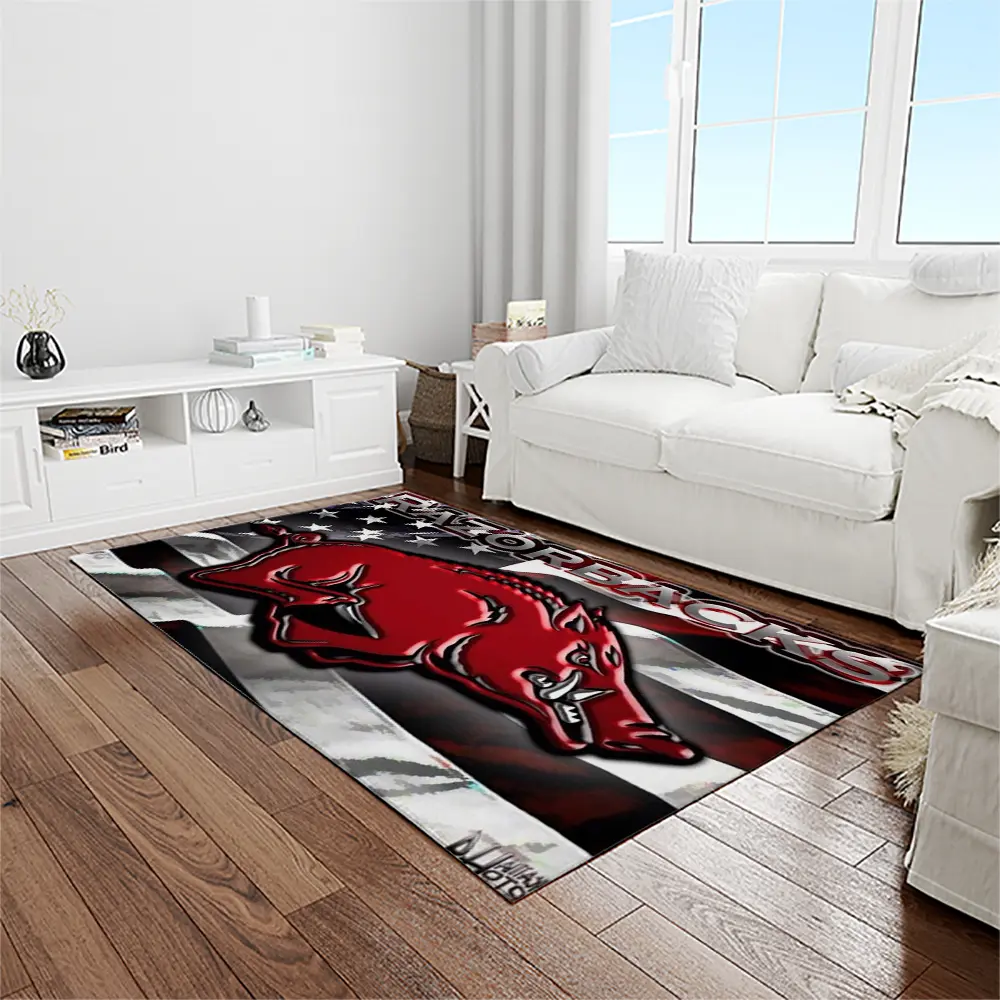 NCAA Arkansas Razorbacks College Sport Basketball And Foolball Team Logo Rectangle Area Rug AR12