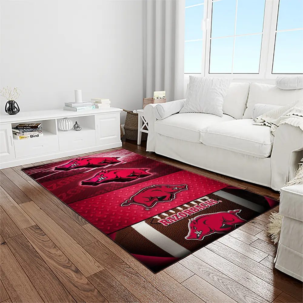 NCAA Arkansas Razorbacks College Sport Basketball And Foolball Team Logo Rectangle Area Rug AR14