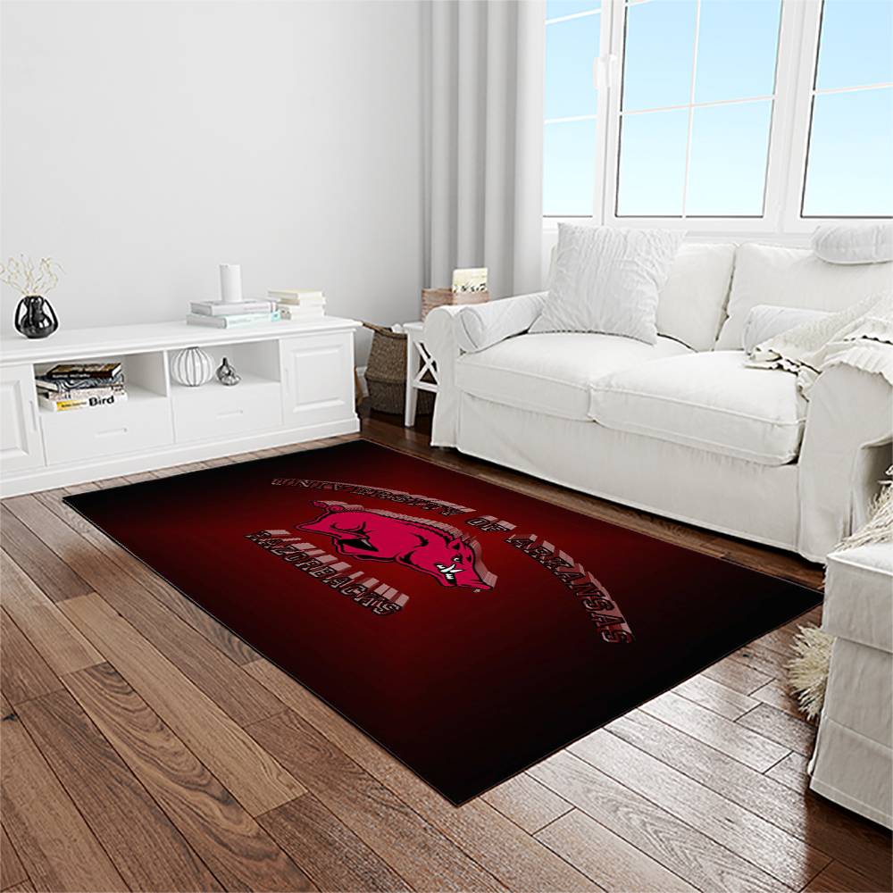 NCAA Arkansas Razorbacks College Sport Basketball And Foolball Team Logo Rectangle Area Rug AR31