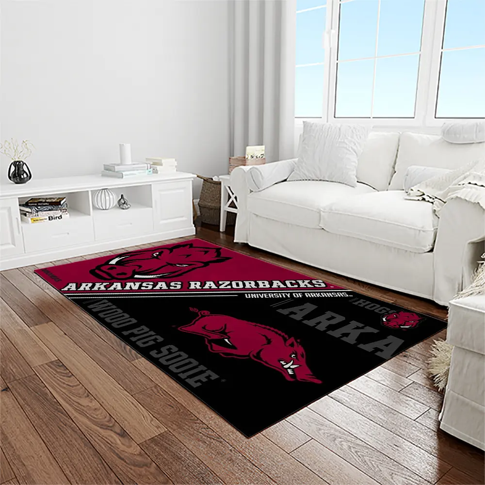 NCAA Arkansas Razorbacks College Sport Basketball And Foolball Team Logo Rectangle Area Rug AR34