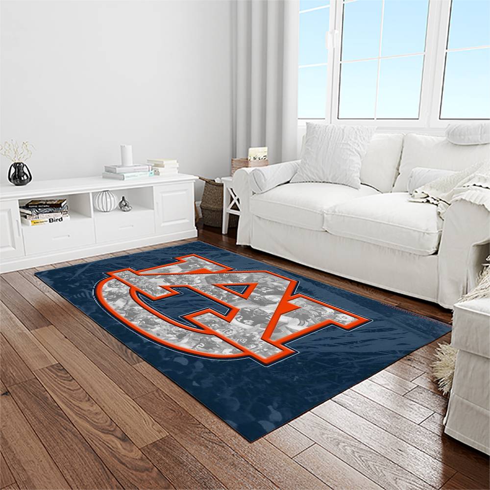 NCAA Auburn Tigers College Sport Basketball And Foolball Team Logo Rectangle Area Rug ATS15