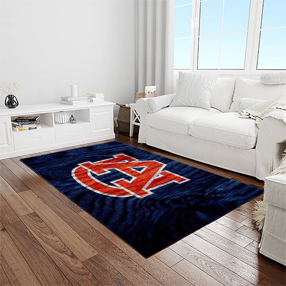 NCAA Auburn Tigers College Sport Basketball And Foolball Team Logo Rectangle Area Rug ATS16
