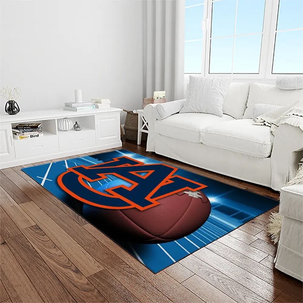 NCAA Auburn Tigers College Sport Basketball And Foolball Team Logo Rectangle Area Rug ATS21
