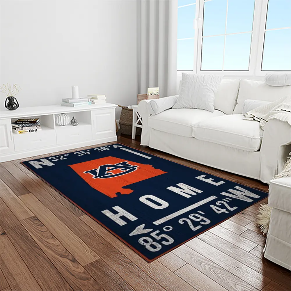 NCAA Auburn Tigers College Sport Basketball And Foolball Team Logo Rectangle Area Rug ATS34