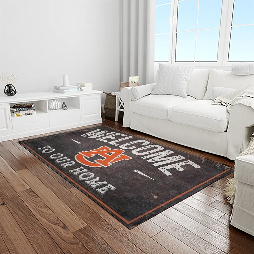 NCAA Auburn Tigers College Sport Basketball And Foolball Team Logo Rectangle Area Rug ATS35