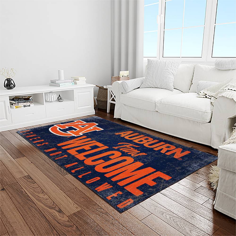 NCAA Auburn Tigers College Sport Basketball And Foolball Team Logo Rectangle Area Rug ATS36