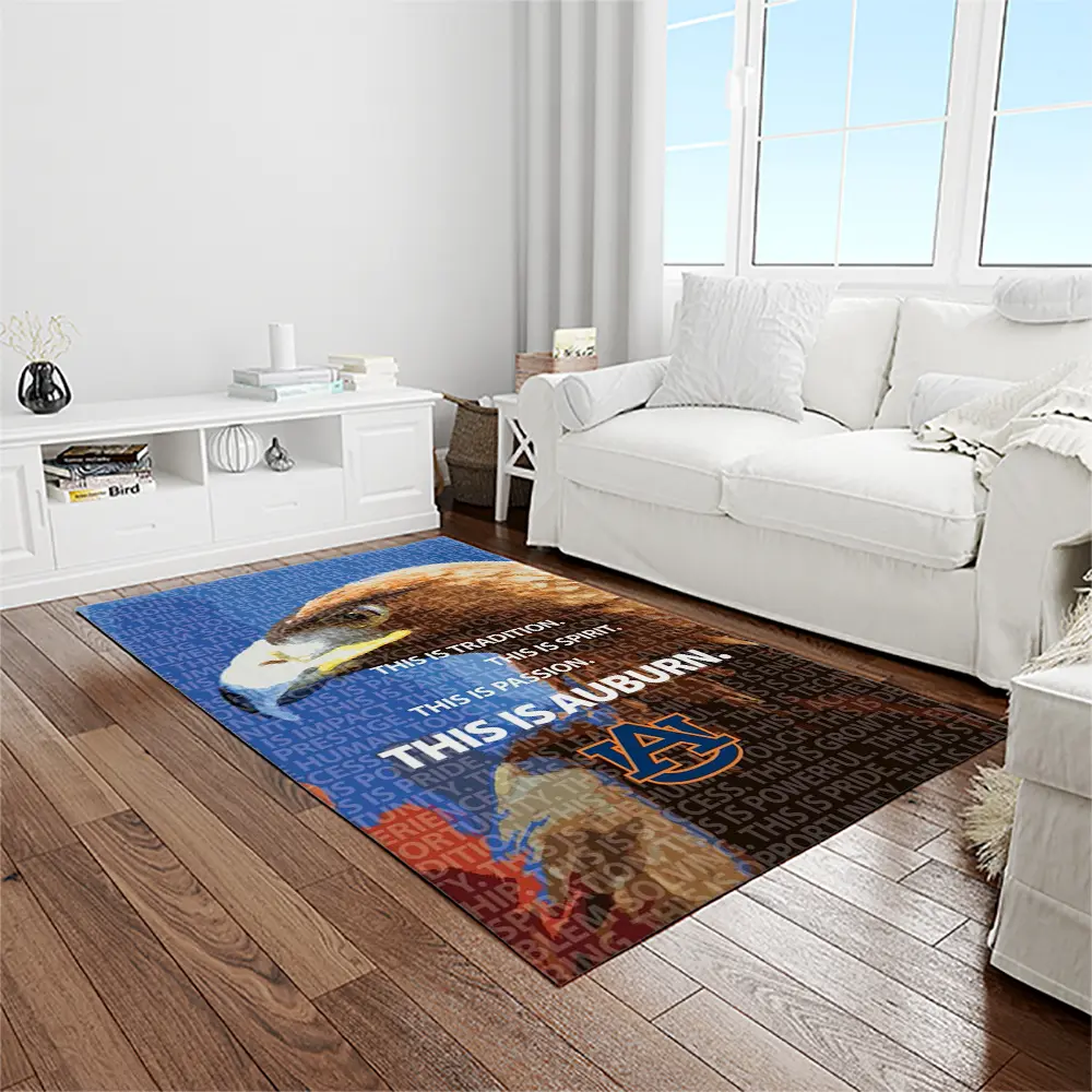 NCAA Auburn Tigers College Sport Basketball And Foolball Team Logo Rectangle Area Rug ATS57