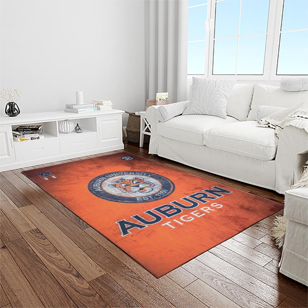 NCAA Auburn Tigers College Sport Basketball And Foolball Team Logo Rectangle Area Rug ATS60