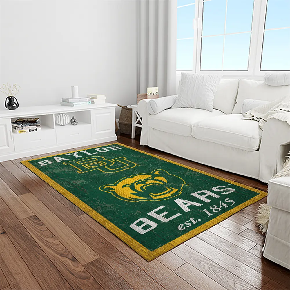 NCAA Baylor Bears Sport Basketball And Foolball Team Logo Rectangle Area Rug BB37