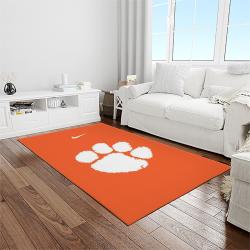 NCAA Clemson Tigers College Sport Basketball And Foolball Team Logo Rectangle Area Rug CT01