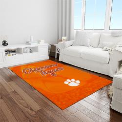 NCAA Clemson Tigers College Sport Basketball And Foolball Team Logo Rectangle Area Rug CT03