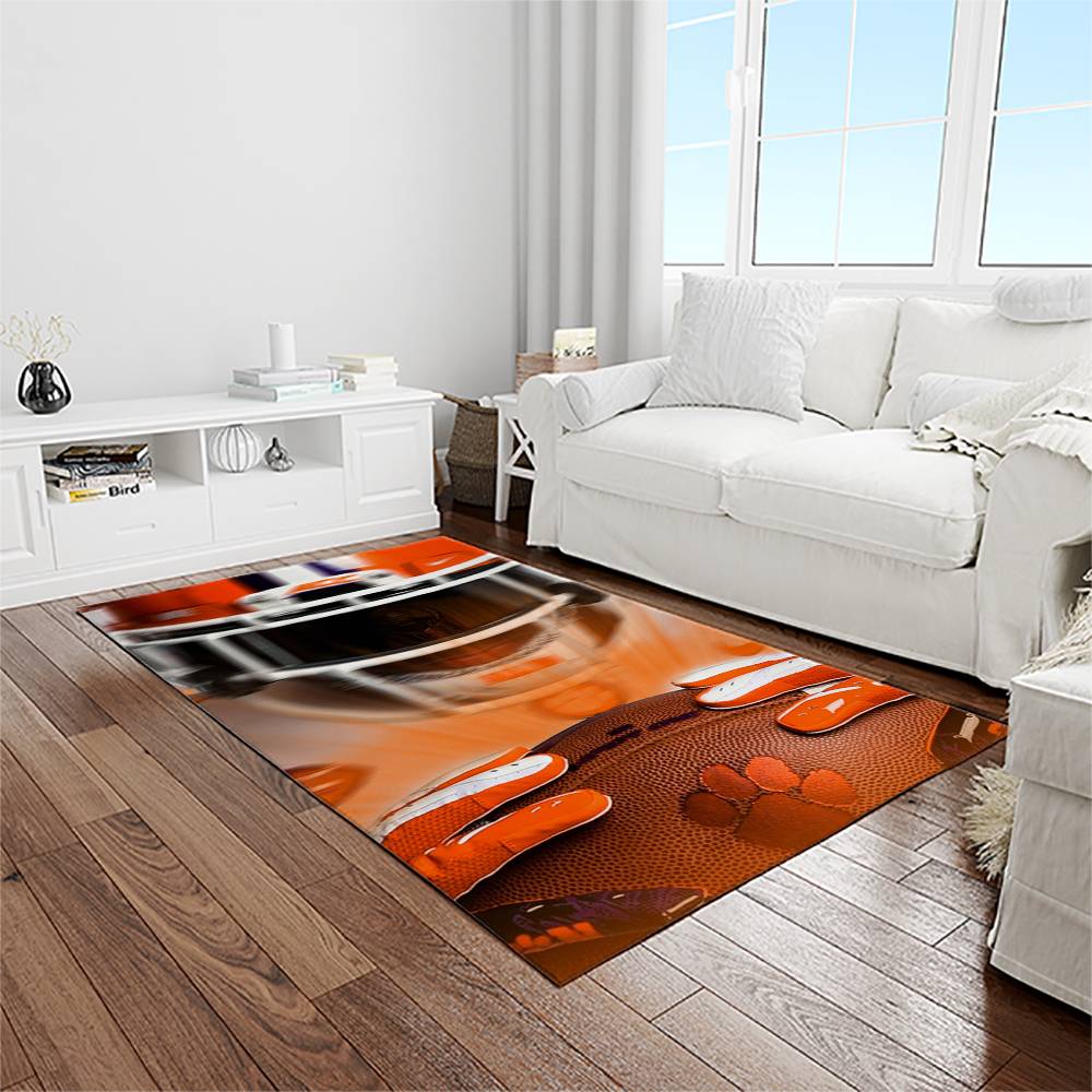 NCAA Clemson Tigers College Sport Basketball And Foolball Team Logo Rectangle Area Rug CT15