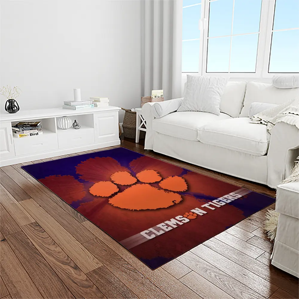 NCAA Clemson Tigers College Sport Basketball And Foolball Team Logo Rectangle Area Rug CT23