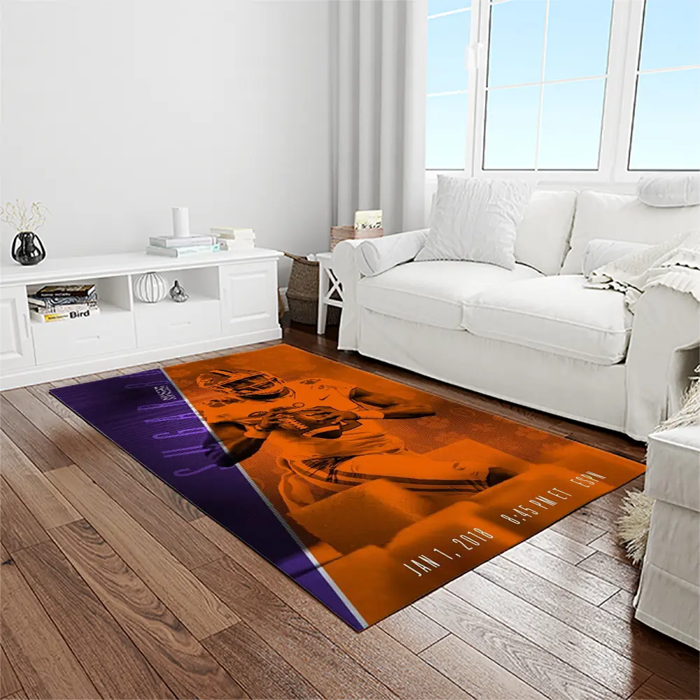 NCAA Clemson Tigers College Sport Basketball And Foolball Team Logo Rectangle Area Rug CT38