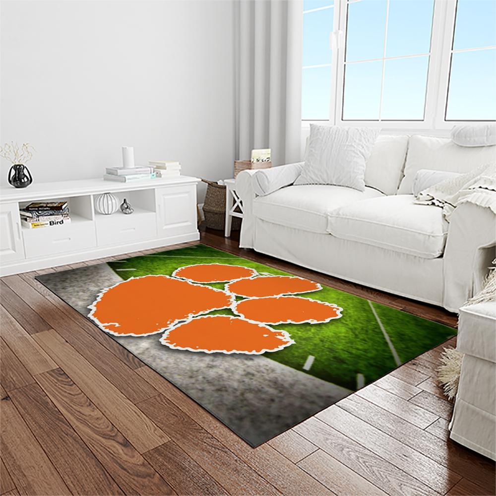 NCAA Clemson Tigers College Sport Basketball And Foolball Team Logo Rectangle Area Rug CT45