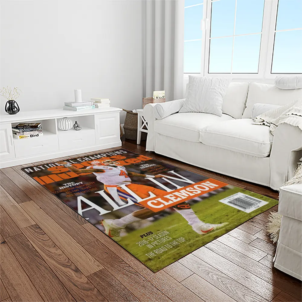 NCAA Clemson Tigers College Sport Basketball And Foolball Team Logo Rectangle Area Rug CT54