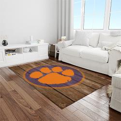 NCAA Clemson Tigers College Sport Basketball And Foolball Team Logo Rectangle Area Rug CT57