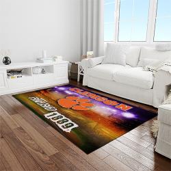 NCAA Clemson Tigers College Sport Basketball And Foolball Team Logo Rectangle Area Rug CT59