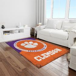 NCAA Clemson Tigers College Sport Basketball And Foolball Team Logo Rectangle Area Rug CT60