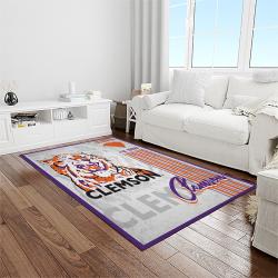 NCAA Clemson Tigers College Sport Basketball And Foolball Team Logo Rectangle Area Rug CT61